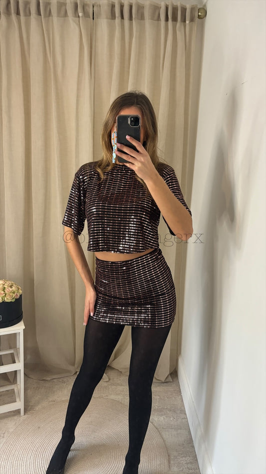 TALLY SEQUIN MINI SKIRT