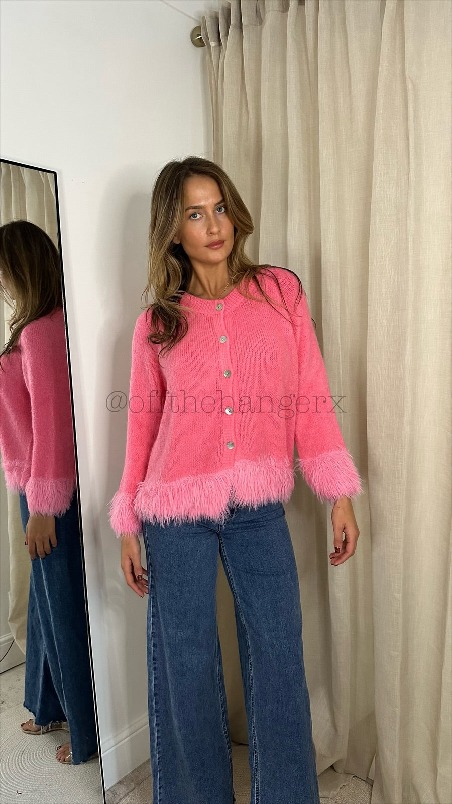 THELMA LONG SLEEVE FUR TRIM CARDIGAN